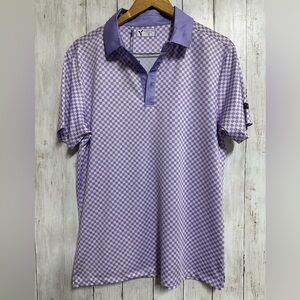 Yatta Golf Lavender Checkered Polo Shirt Size Small